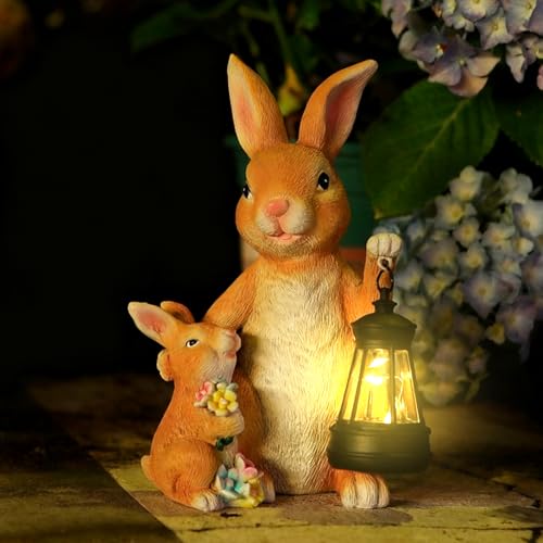 Zecnaud Osterdeko Hase Solar Gartenfiguren für Draußen Wetterfest, Osterhasen...
