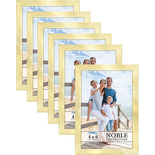Icona Bay 4x6 Picture Frames (Gold 6 Pack) Modern Professional Frame Set Noble Collection