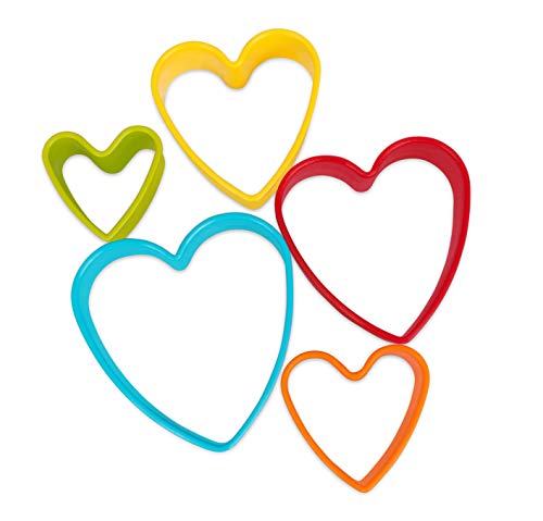 Internet’s Best Heart Cookie Cutter - Set Of 5 Plastic Shapes - Valentines Day - Heart Shaped Biscuit Sandwich Fondant Cutter Set - Mini Small Medium Large Size - Multi Color - Kid Friendly #TOP1