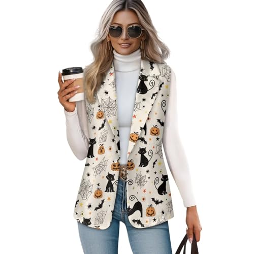 Women's Summer Sleeveless Vest Tops - Lightweight Casual Loose Work Office Blazers & Suit Jackets S-5XL