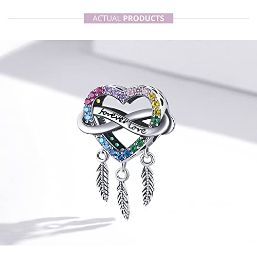 Dijes de plata 925 con oro rosa de QHQQXN para pulsera Pandora 4