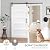 ROYMELO 42x84 Inch White Sliding Barn Door Slab with 7ft Hardware Kit Included, 5-Panel, MDF Wood Panel Covered with Water-Proof Scratch-Proof PVC Surface, Simple DIY Assembly
