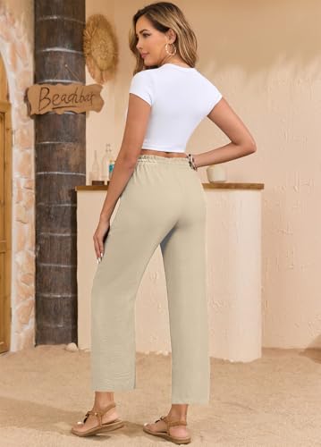 Image of EDUWU Women Casual Pants Loose High Waist Cropped Palazzo Beach Pants Summer Outfits 2026 Trendy