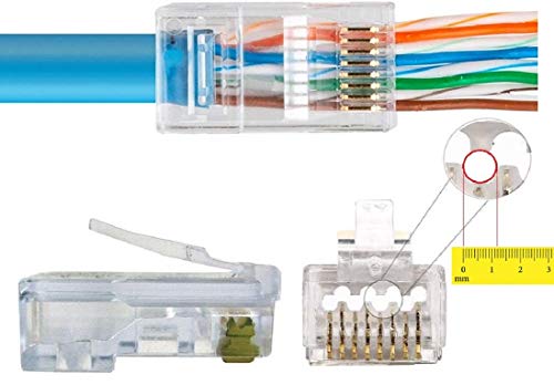 100 Pcs CAT6 RJ45 Pass Through 23 AWG Cable Conector miniatura 2