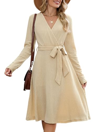 ZAFUL Fall Dresses for Women 2025 Long Sleeve V Neck