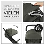 hauck Reise Buggy Travel N Care, für Kinder, bis 25 kg Belastbar, Leicht, Kompakt, Komfortable Sitz-/Liegefunktion, Leichtlaufräder, Federung, UV-Schutz 50+, Einhändig Klein Faltbar, Olive Grün