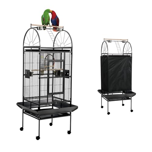 Sinopet 69-inch Large Bird Cage with Stand, Flight Cages for Parakeets & Play Top & Birdcage Cover for African Grey Quaker Amazon Cockatiel Sun Parakeet Green Cheek Conure Lovebird Eclectus Parrot