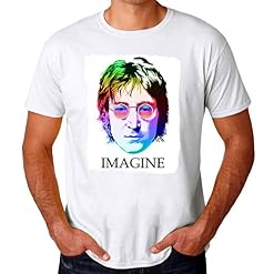 Wicked Design John Lennon Imagine Colourful T-Shirt pour Hommes Large - Les Beatles, Paul McCartney, John Lennon, RIngo Starr, George Harrison
