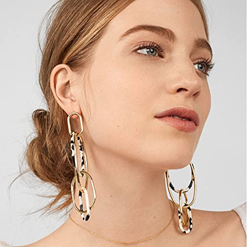 Acrylic Leopard Print Earrings Long Pendant Geometric Resin Oval Earrings Fashion Exaggerated Leopard Dangle Earrings for Women3