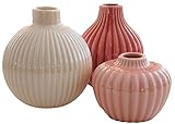 3er Set: Sie erhalten ein hochwertiges 3er Set. Dieses Set besteht aus einer Vase in Creme, einer rosa Vase und einer Vase in Mauve.