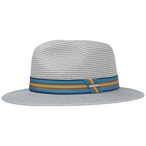 Preisvergleich Produktbild Stetson Monticello Toyo Traveller Hut - Sonnenhut Herren - Sommerhut aus Papierstroh (Viskose) - Strohhut mit UV-Schutz (+40) - Herrenhut Frühjahr / Sommer - Travellerhut hellgrau XXL (62-63 cm)