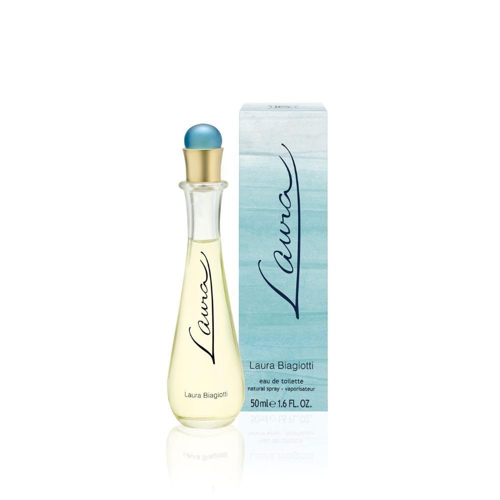 Laura Biagiotti Laura Eau de Toilette, 50 ml | Zapach kwiatowy, owocowy, wodny, świeże i delikatne nuty, butelka rzeźbiarska w kształcie kropli