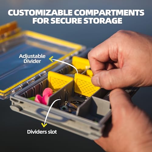 Image of RUNCL 3500 Standard Fishing Tackle Box, Waterproof Floating Lure Storage Box with Adjustable Dividers, Clear Rust-Proof Utility Tray for Terminal Tackle, Hooks and Sinkers
