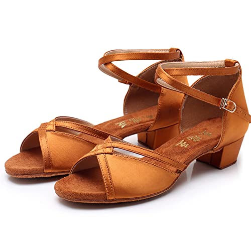 Glitter Children Girl's Ballroom Latin Tango Dance Shoes Heeled Sandals Ballroom Shoes Dancing Sandals Toddler Shoe Size 34