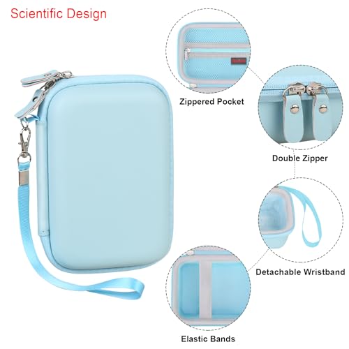 Image of Elonbo Carrying Case for KODAK Mini 2 Retro 2x3 inch P210R 4PASS Portable Photo Printer, Kodak Mini Instant Digital Camera Hard Travel Bag Storage Holder, Pocket Fits Film Cartridge, Blue