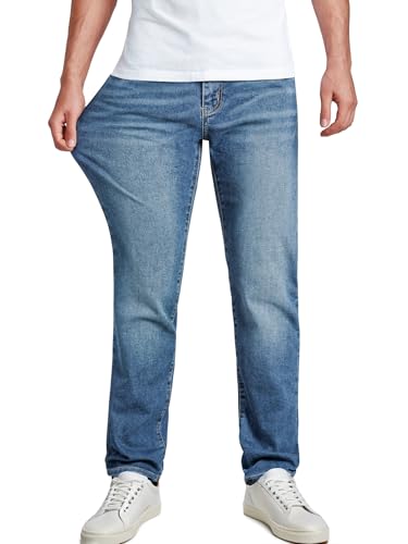 JMIERR Men's Classic Regular Fit Straight Jean Stretch Jeans Classic Casual Denim Comfort and Flexible Pants with 5 Pockets, M, Blue