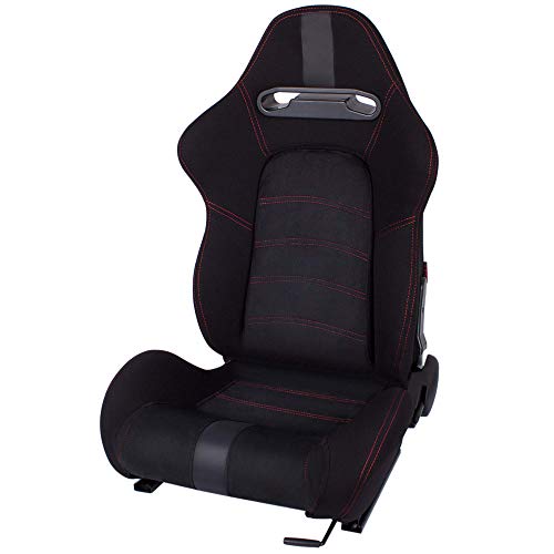 MODAUTO Asiento Deportivo Coche, Semibaquet Ajustable, Tela y Alcantara, Ríeles incluidos, Universal...