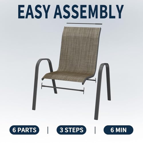 Image of Amopatio Patio Chairs Set of 4, Outdoor Stackable Dining Chairs for All Weather, Breathable Garden Outdoor Furniture for Backyard Deck(Dark Brown)