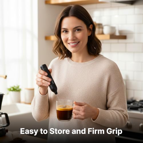 Image of pTron EaseMate Frother Z1 w /Dual Spring & Egg Whisk, 3-Speed Electric Frother for Milk /Coffee, Handheld Stand-up Design, Portable, Rechargeable, Stainless Steel Attachments (Black)