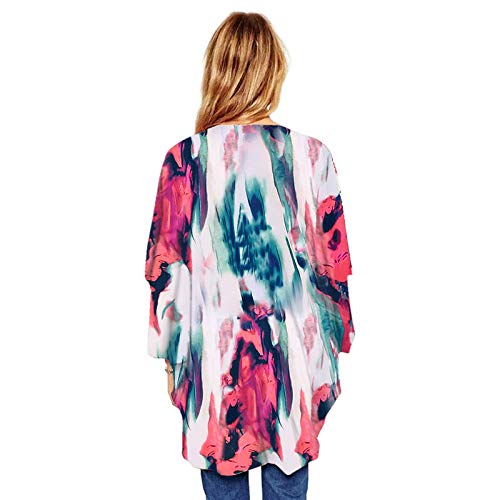 Romacci Saída de praia feminina tamanho grande quimono meia manga, Vermelho, XXL