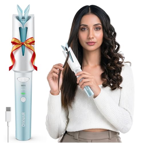Ownair Automatic Hair Curler Machine, Cordless Auto Hair Curler, 4200 mAh Rechargeable Battery, USB C Fast Charging, Left & Right Curl Modes, 160°C & 