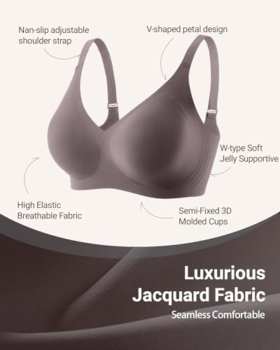 Image of Gailife Smooth Wireless Jelly Bras for Women No Underwire Seamless Push Up Bra Full Coverage Soft Suppor Tshirt Bralettes