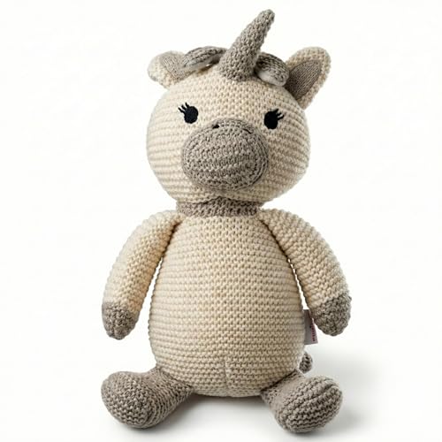 Image of Crochet Unicorn Stuffed Animal, 12-Inch Handmade Beige Plush