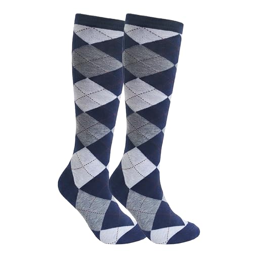 Image of Couver Women's Argyle Knee High Socks - Soft Acrylic Over the Calf Tube Style Socks for Casual Athletic - One Size