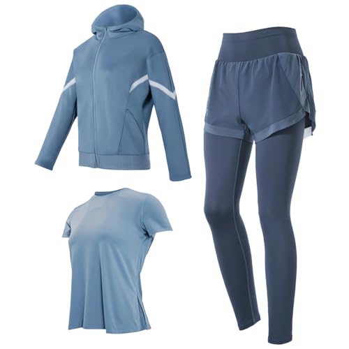 Haut sans couture et legging de sport femme XXL ensemble extensible galbant 3 pièces