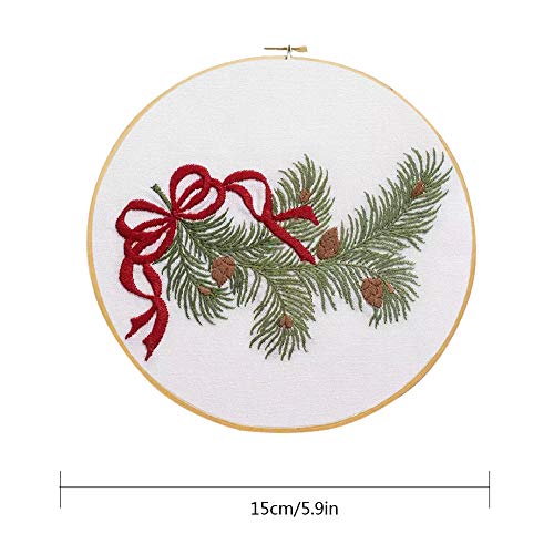 Embroidery Starter Kit,Full Range of Christmas Embroidery Kit with Pattern Cross Stitch Tool Kit for Beginners,Multi-Pattern (D)