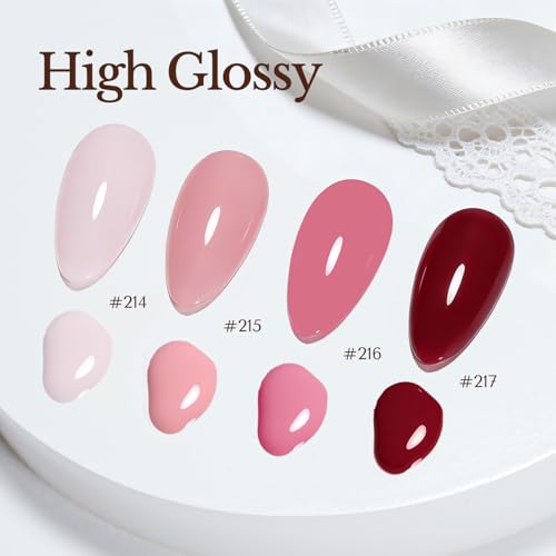 Image of AZUREBEAUTY Pink Nail Polish Set, 4 Pink Shades Nail Color Kit Glossy Nail Polish for Natural Nails, DIY Manicure Salon Home Gift for Women