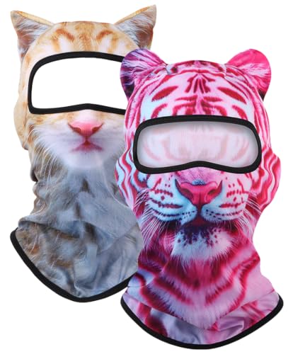 Image of 3D Cat Ski Balaclava Sheisty Face Mask with Ears Cute Animal Ski Mask for Music Festivals Raves Party Outdoor Activities