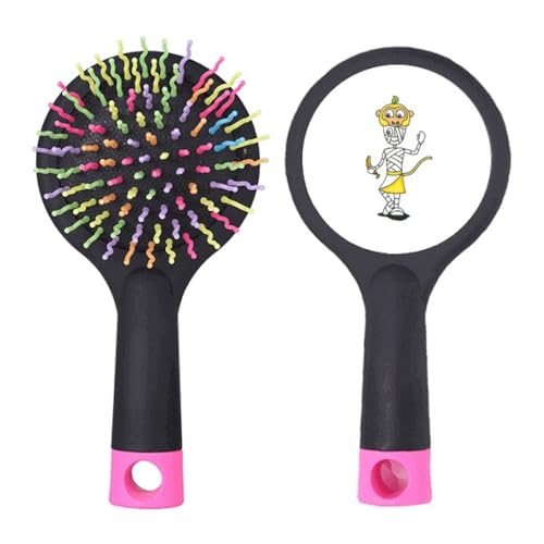 Brosse de salon démêlante coussin d'air cheveux épais motif singe égyptien