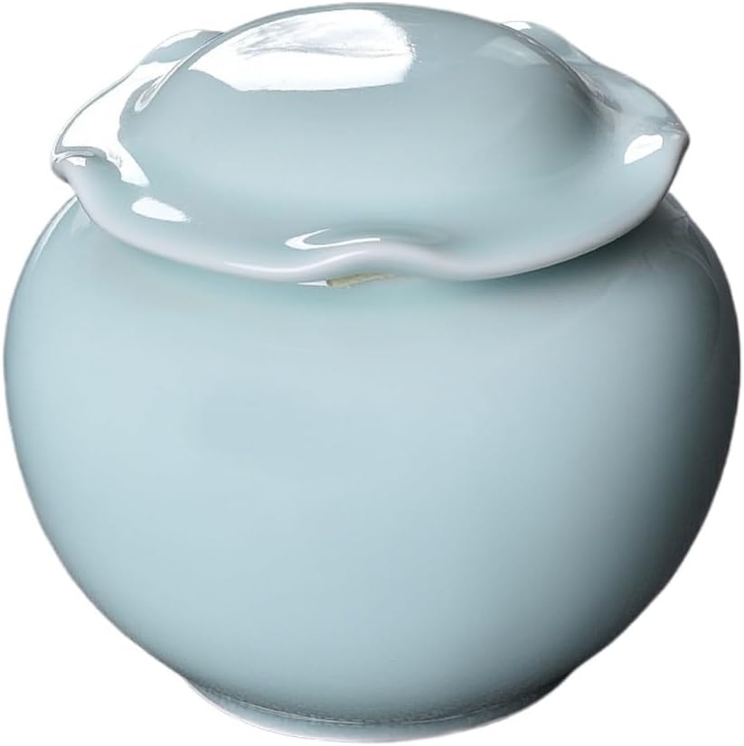 SONGCHAO Sugar Jar Celadon Lotus Leaf Tea Can, Sealed, Storage, Ceramic Household Set Tea Canister(B)