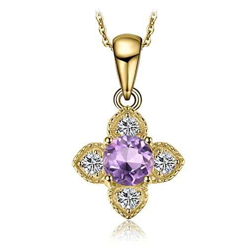 Pendentif améthyste fleur plaqué or sans chaîne pour femme