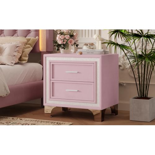 Amazon.com: 2-Drawer Nightstand with Silver Glitter Strip