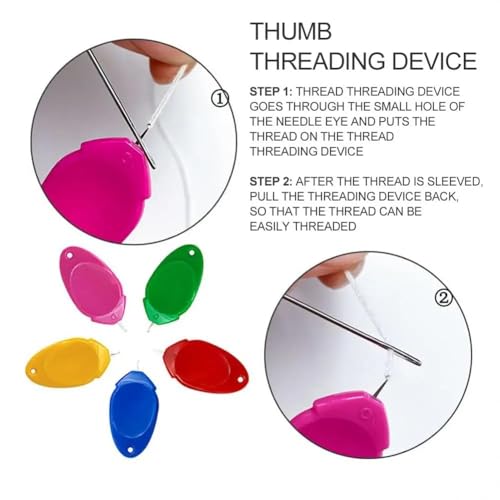 Image of JUST EVERYTHING Needle Threader, Small Needle Eye Threader Tool, Easy Threader for Machine and Hand Sewing, Fast and Precise Threading, Ideal for Needlework, Transparent Box, Color Random (10 Pcs)
