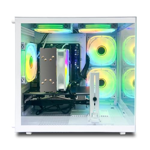 Desktop Computers, Core i5-12400F, Gaming PC, GeForce RTX 3050 6G, 32G RAM, 1TB NVMe SSD, Pre Built Tower Computer Gamer, Work, Home and Business WiFI6 White