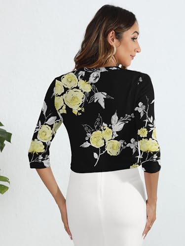 Image of Heymoments Women's Thin Shrugs 3 /4 Sleeve Lightweight Cropped Sweaters Open Front Cardigan for Dress