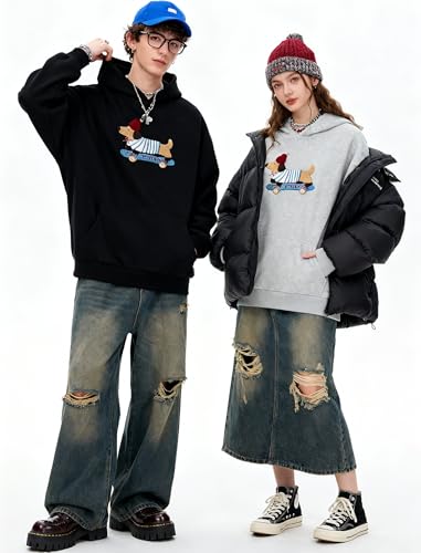 TURRLUDY Cartoon Dog Novelty Hoodies for Men Women Loose Fit Cute Y2k Hooded Sweatshirt Casual Unisex Long Sleeve Pullover Streetwear — view 2