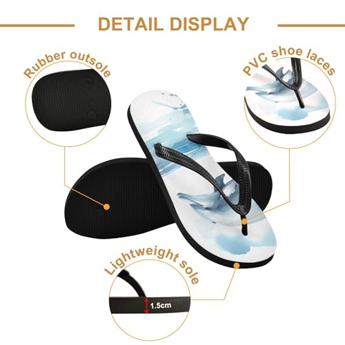 Burbuja Watercolor Dolphin Flip Flops for Women Men, Soft Thong Sandals Rubber Slippers for Pool Beach Essentials3