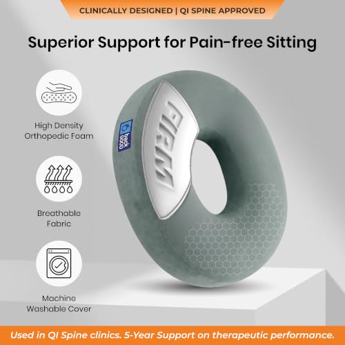 Image of Donut Pillow for Tailbone Pain | 5-Year Warranty | Coccyx Cushion for Hemorrhoids, Piles, Fistula, Sciatica, Pregnancy Pain | Car Seat Cushion for Office Chair | Orthopedic Ring Pillow | Up to 100 Kgs