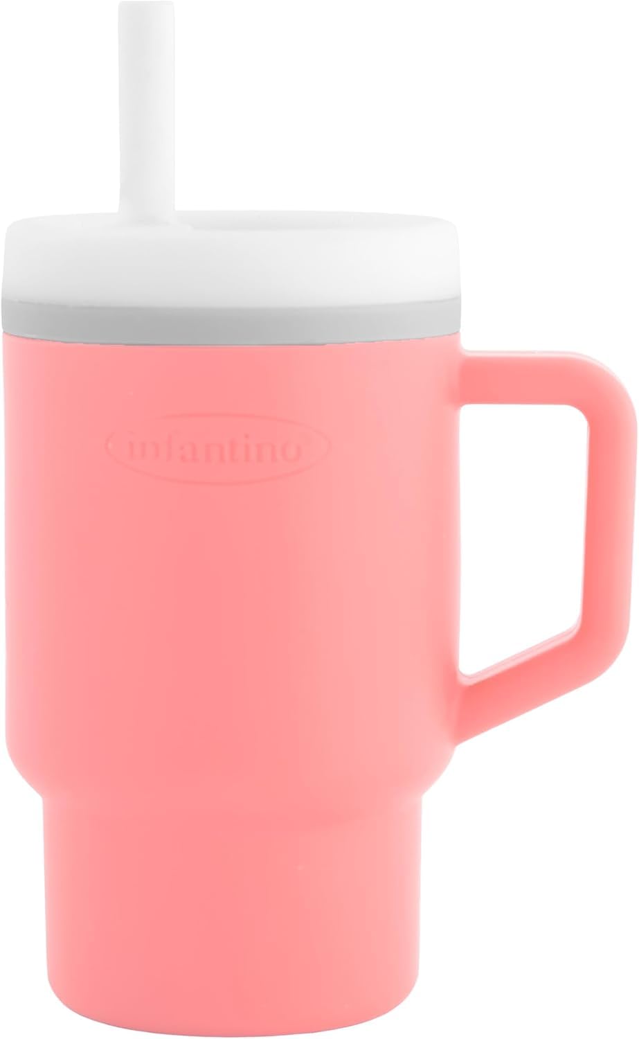 INFANTINO My 1st Tumbler, Silicone Sippy Cup with Straw & Handle, Spill-Resistant Baby Cup for On-the-Go, BPA-Free Transition Bottle, Melon