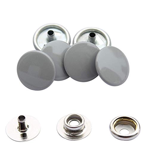 Trimming Shop Light Grey 15mm Press Studs 4 Part, Durable and Lightweight, Metal Snap Fasteners for Jackets, Jeans, Leather Craft, Straps and Sewing Projects, Clothes Repair, 10pcs