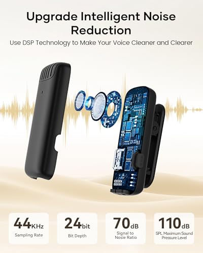 Image of Wireless Lavalier Microphone for iPhone iPad Android with Charging Case,Lapel Mic with Noise Reduction,36H Battery Life, 135ft Range, Mini Microphone for Video Recording,YouTube,Vlog,Live Streaming