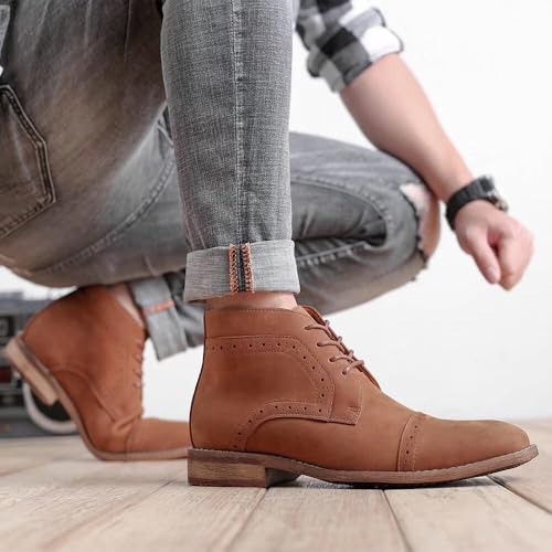 Image of Arkbird Chukka Boots for men, Grainy Leather Lace-up Ankle Boot Fashion and Comfort Casual Oxfords