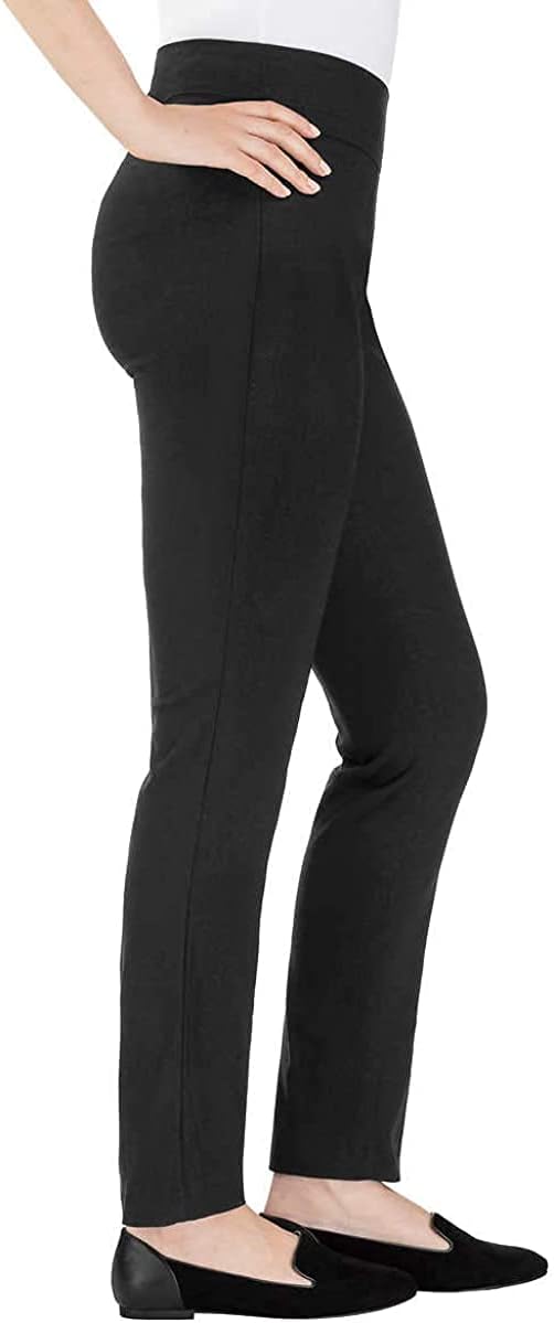 Hilary Radley Ladies Comfort fit Sits at Waist Slim Leg Stretch Pull On Pant (4, Black) - Image 2