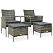 vidaXL 2-os. sofa ogrodowa ze stolikiem i stołkami, rattan PE, szary
