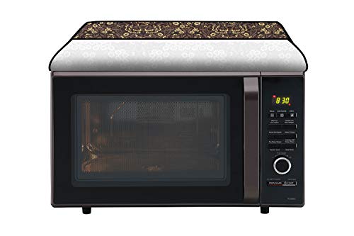 Image of Stylista Microwave Oven Cover for Panasonic 20 L Solo NN-SM255WFDG Floral Pattern Brown
