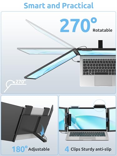 Image of Dual Laptop Screen Extender, One Cable 14 inch 1080P IPS Wireless & Wired Laptop Screen, Plug & Play, Portable Triple Monitor for 13.3-16.1 inch Laptops, Support MacBook M1-M3 Series & Windows(No Speakers)